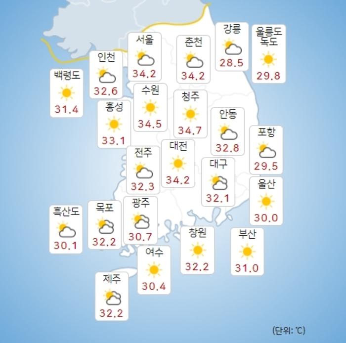 오늘의 날씨 2021년 07월 27일케이에스피뉴스